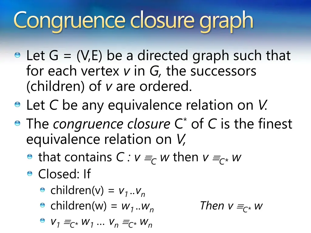 congruence closure graph 12