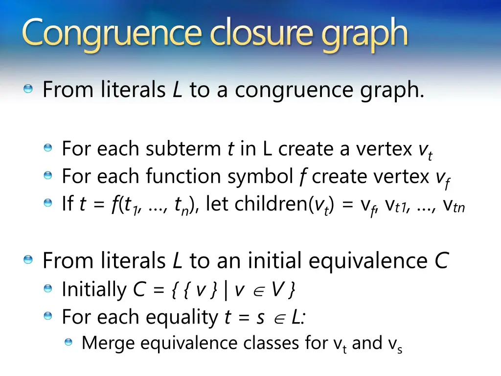 congruence closure graph 13