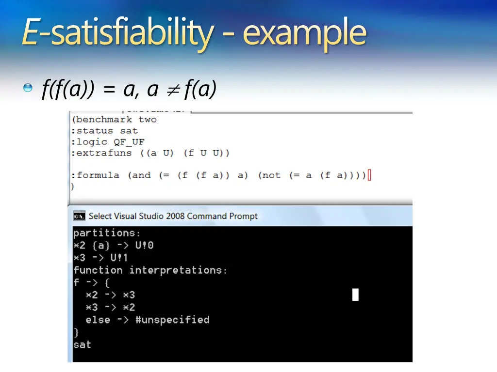 e satisfiability example 1