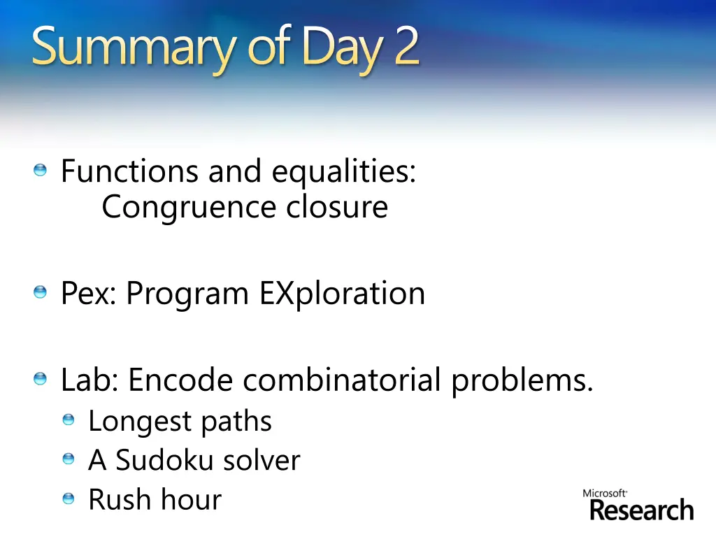 summary of day 2