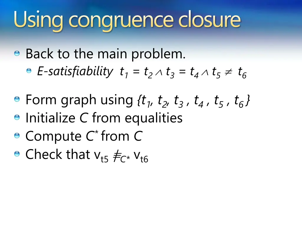 using congruence closure