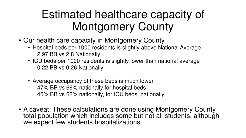 estimated healthcare capacity of montgomery county