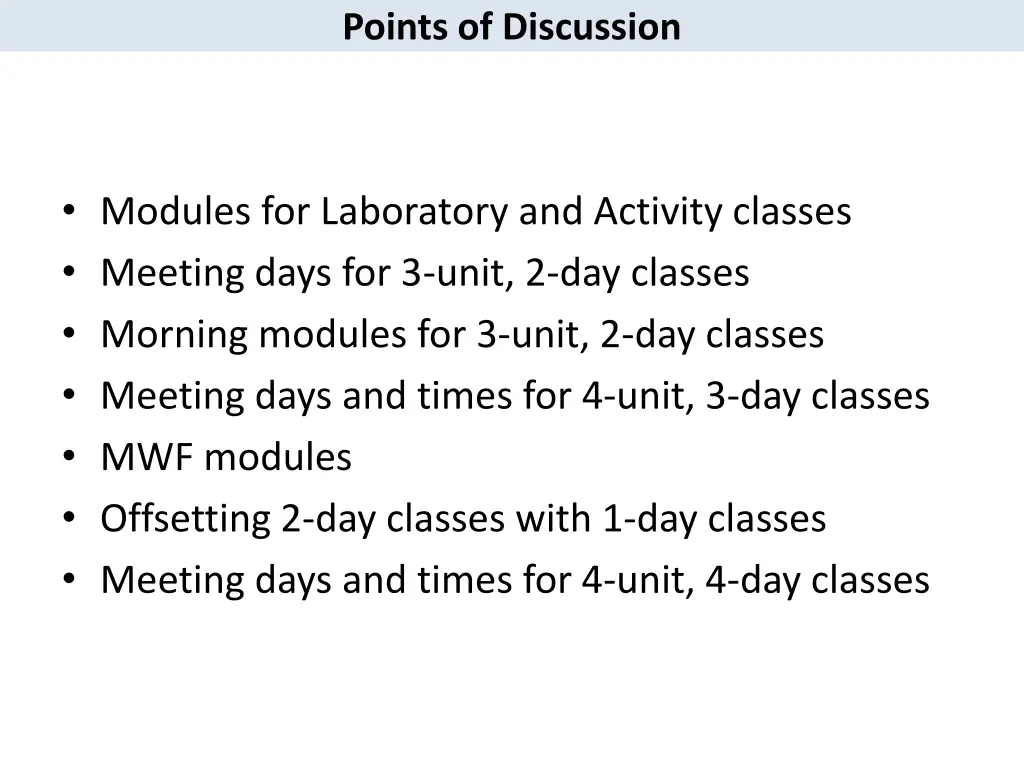 points of discussion