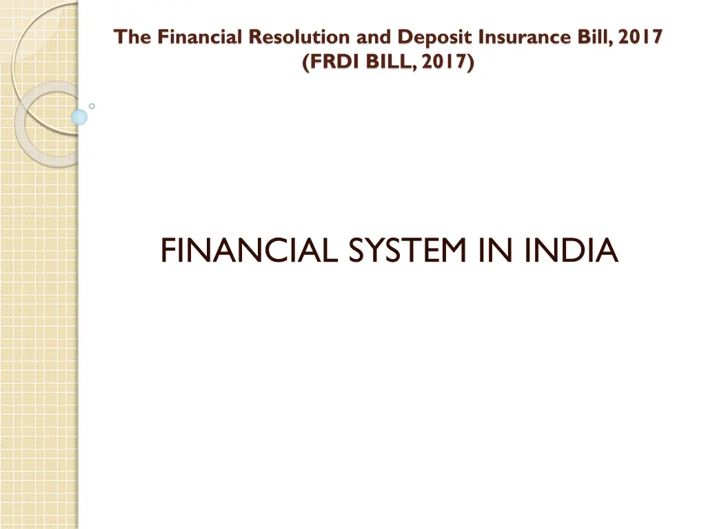the financial resolution and deposit insurance 1