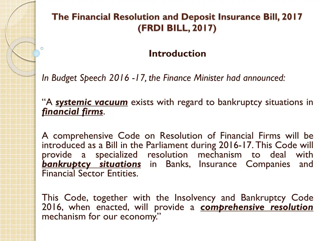 the financial resolution and deposit insurance 12