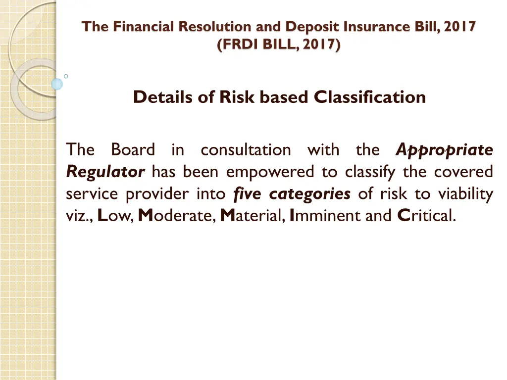 the financial resolution and deposit insurance 19