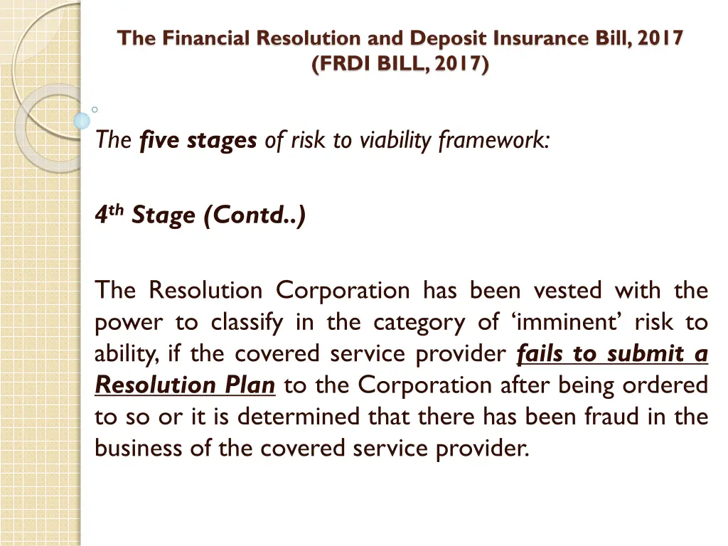 the financial resolution and deposit insurance 29