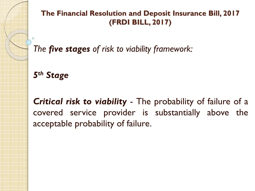 the financial resolution and deposit insurance 31