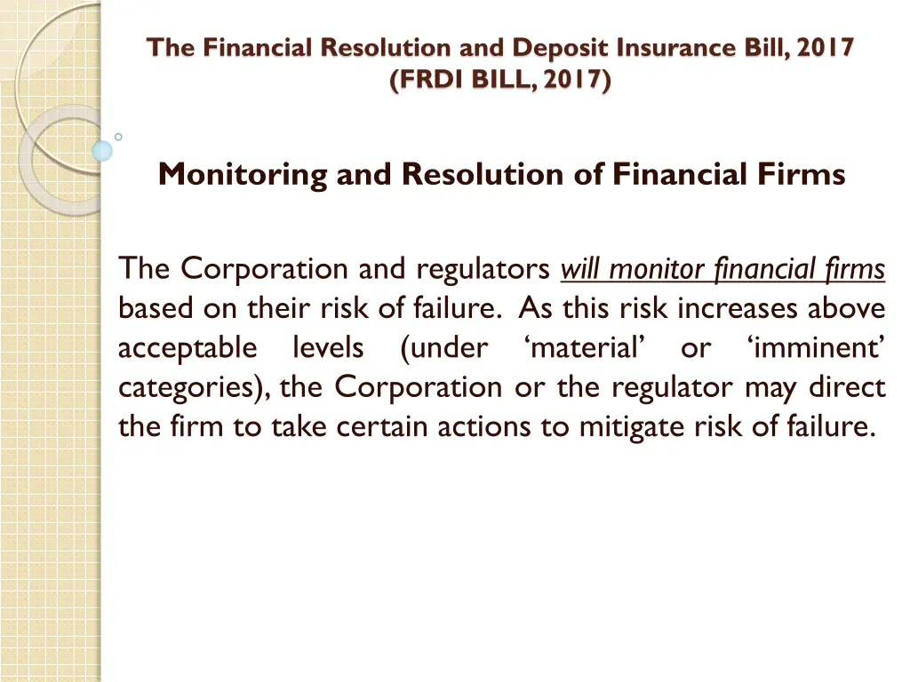 the financial resolution and deposit insurance 34