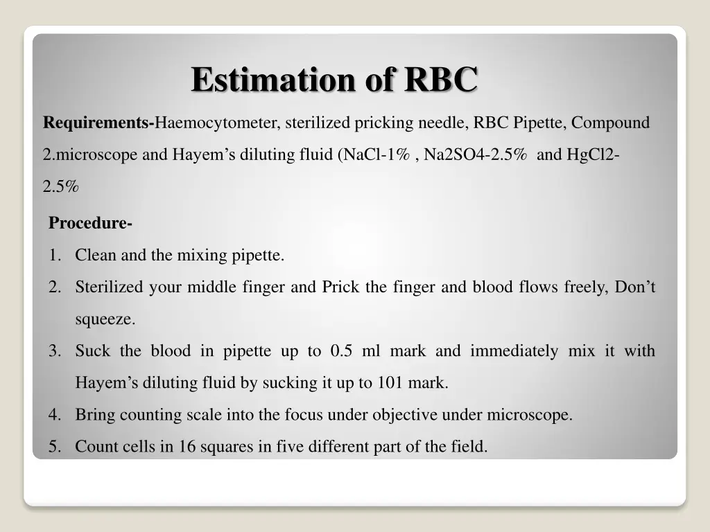 estimation of rbc