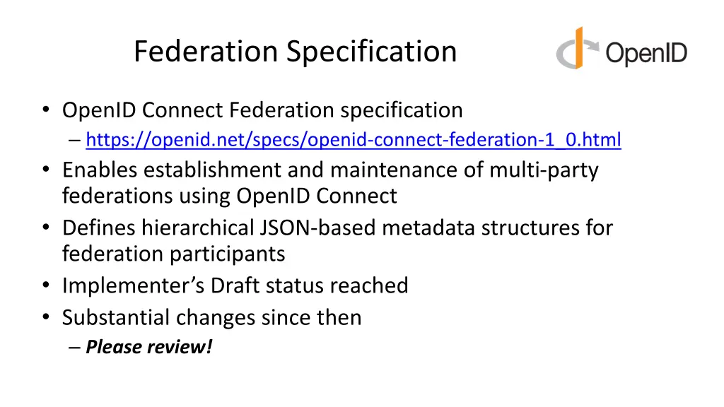 federation specification