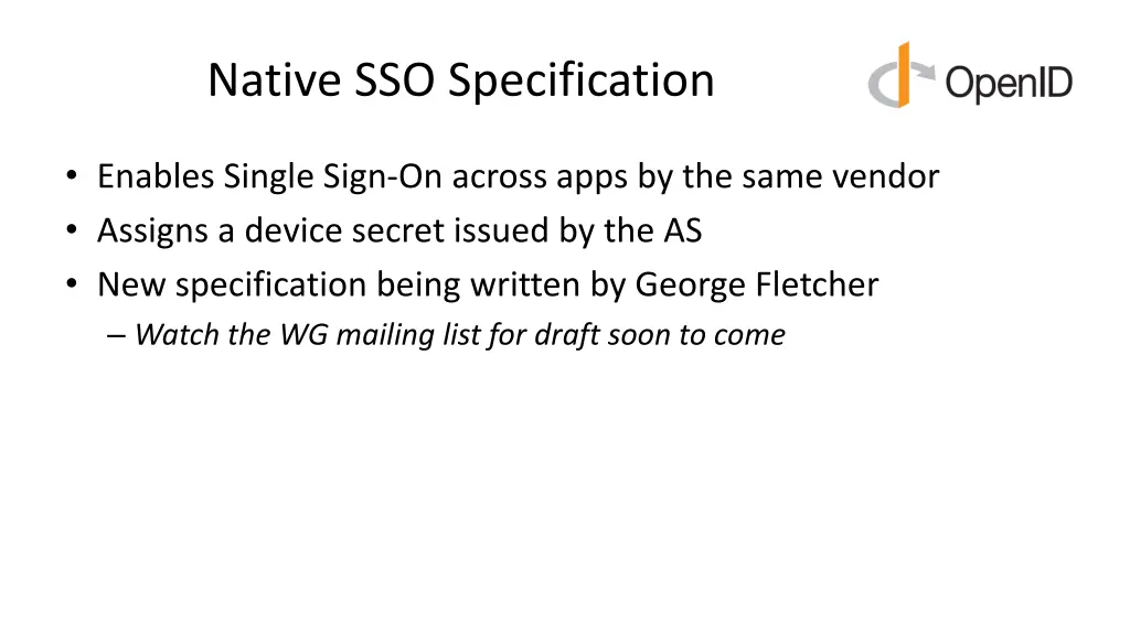 native sso specification