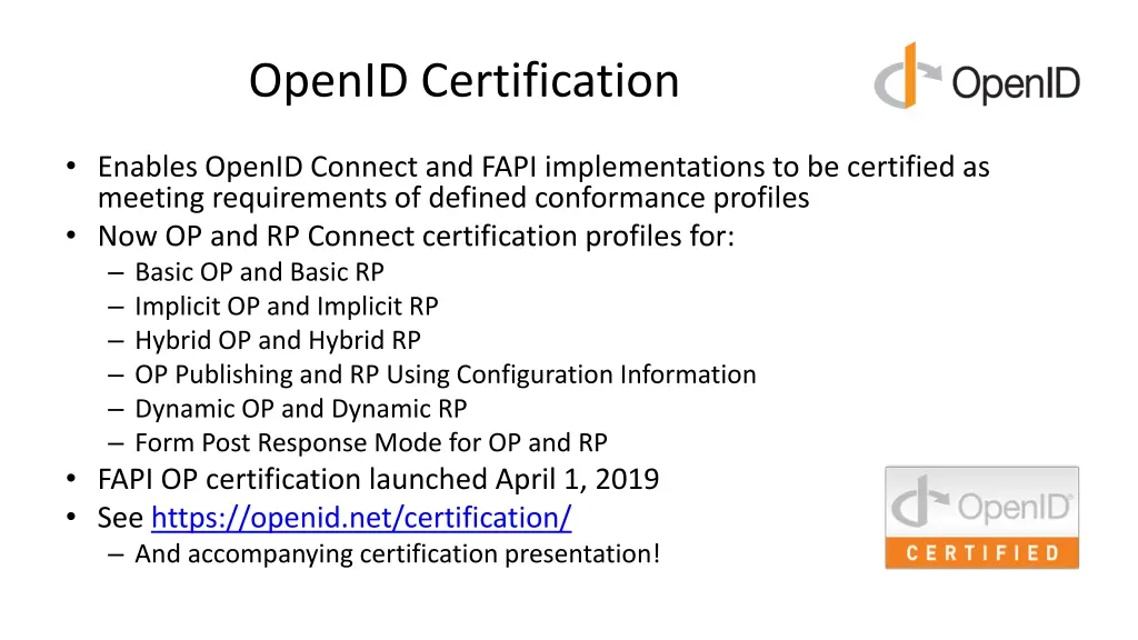 openid certification