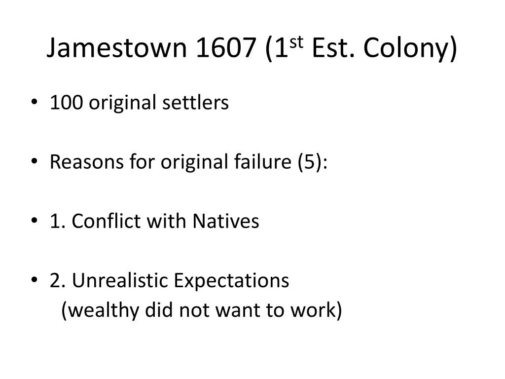 jamestown 1607 1 st est colony