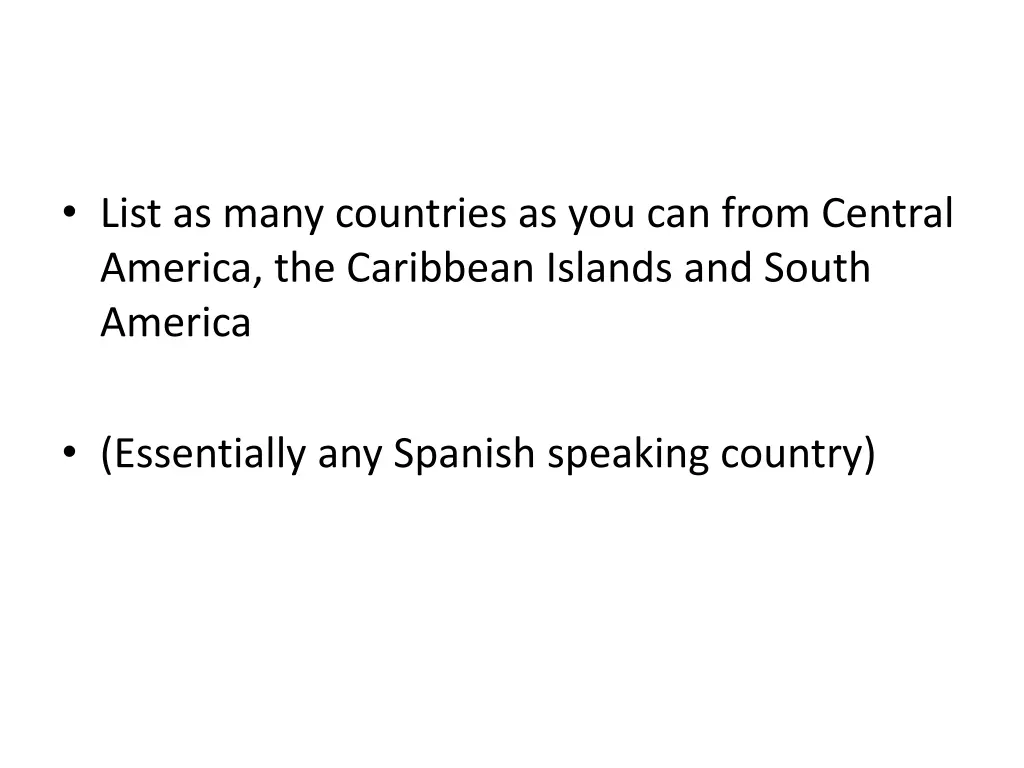 list as many countries as you can from central