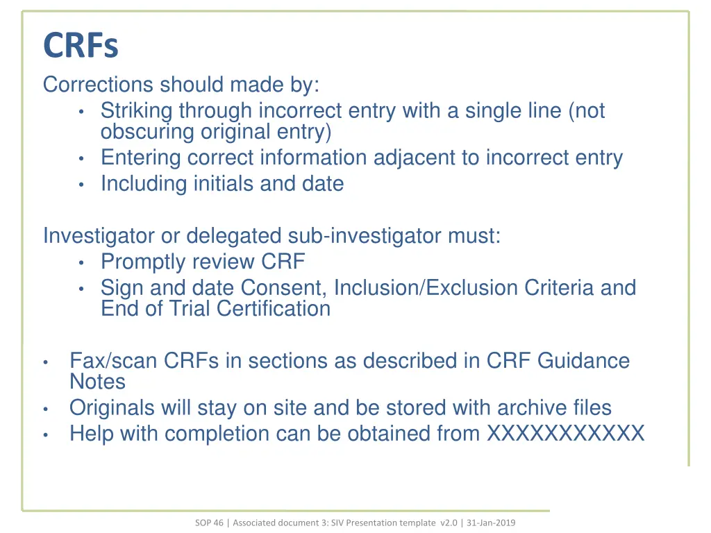 crfs corrections should made by striking through