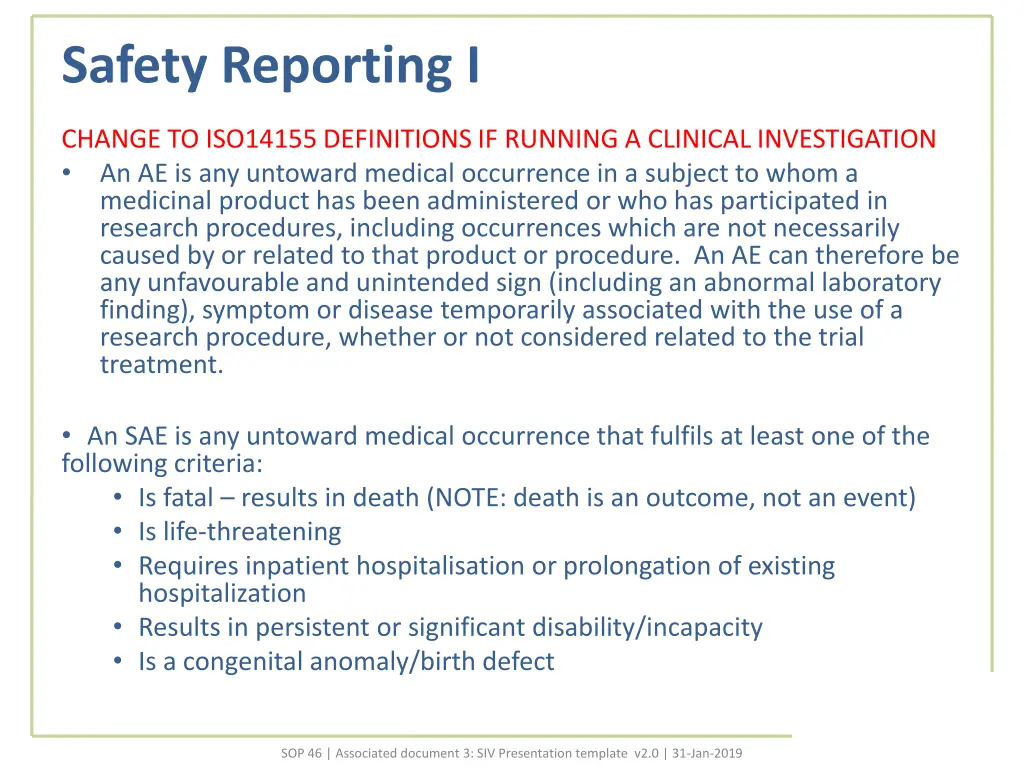 safety reporting i