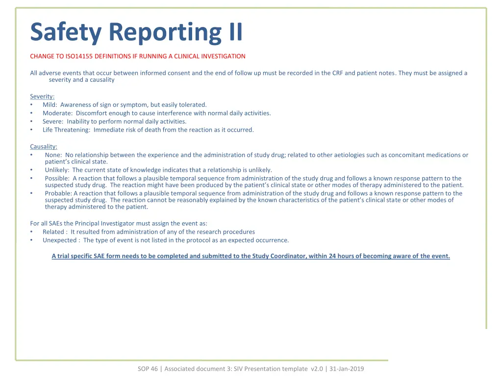 safety reporting ii