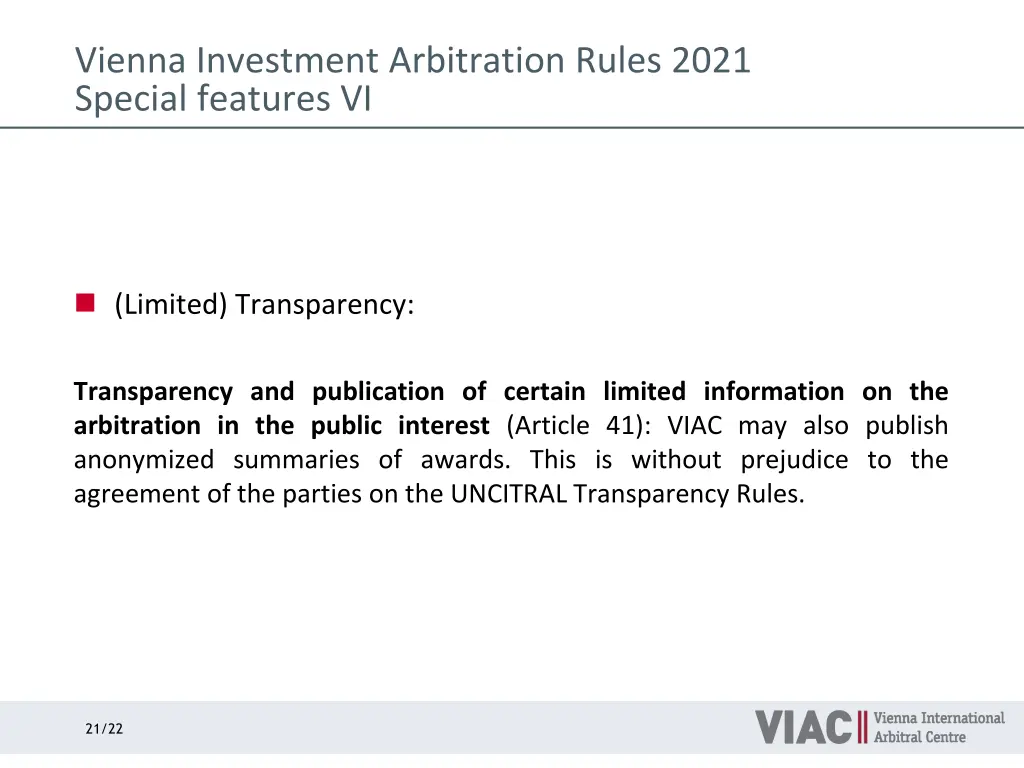 vienna investment arbitration rules 2021 special 5