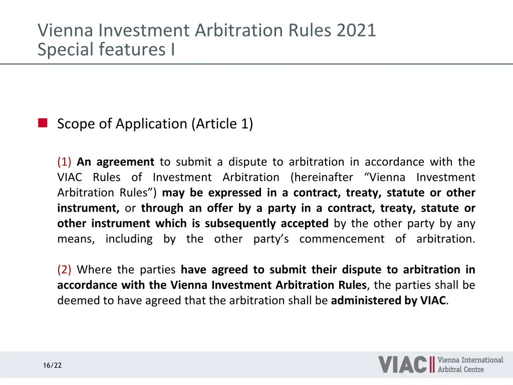 vienna investment arbitration rules 2021 special