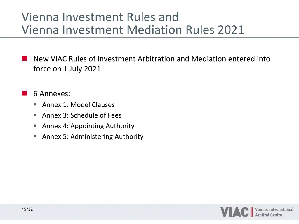 vienna investment rules and vienna investment