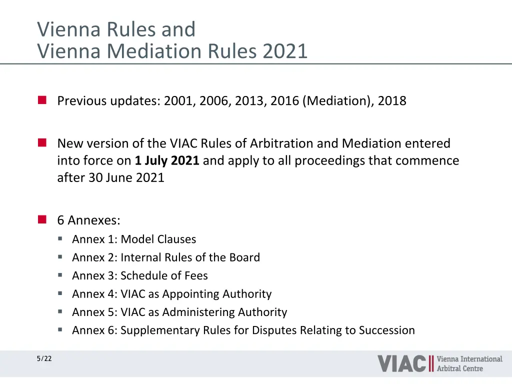 vienna rules and vienna mediation rules 2021