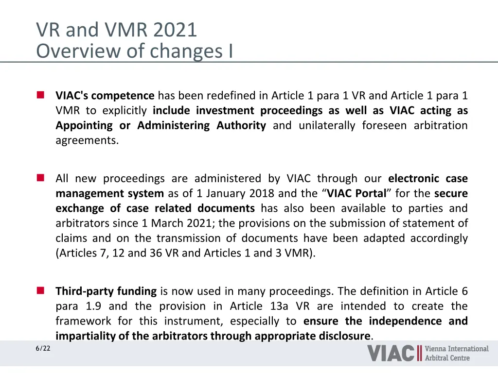 vr and vmr 2021 overview of changes i