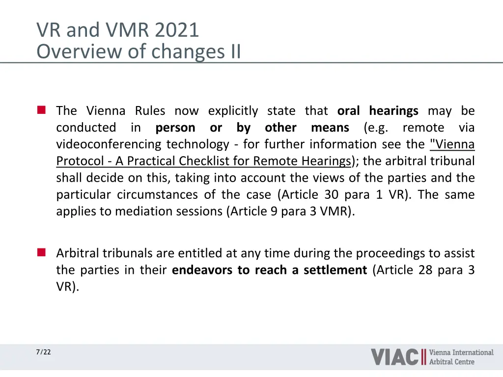 vr and vmr 2021 overview of changes ii