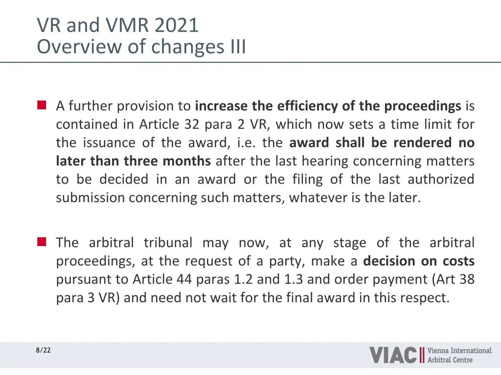vr and vmr 2021 overview of changes iii
