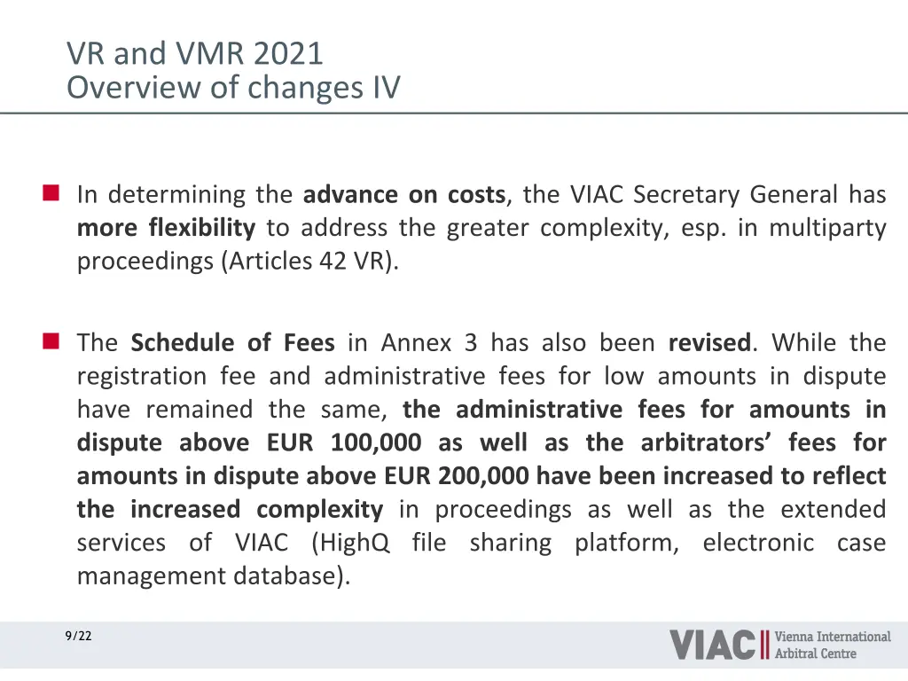 vr and vmr 2021 overview of changes iv