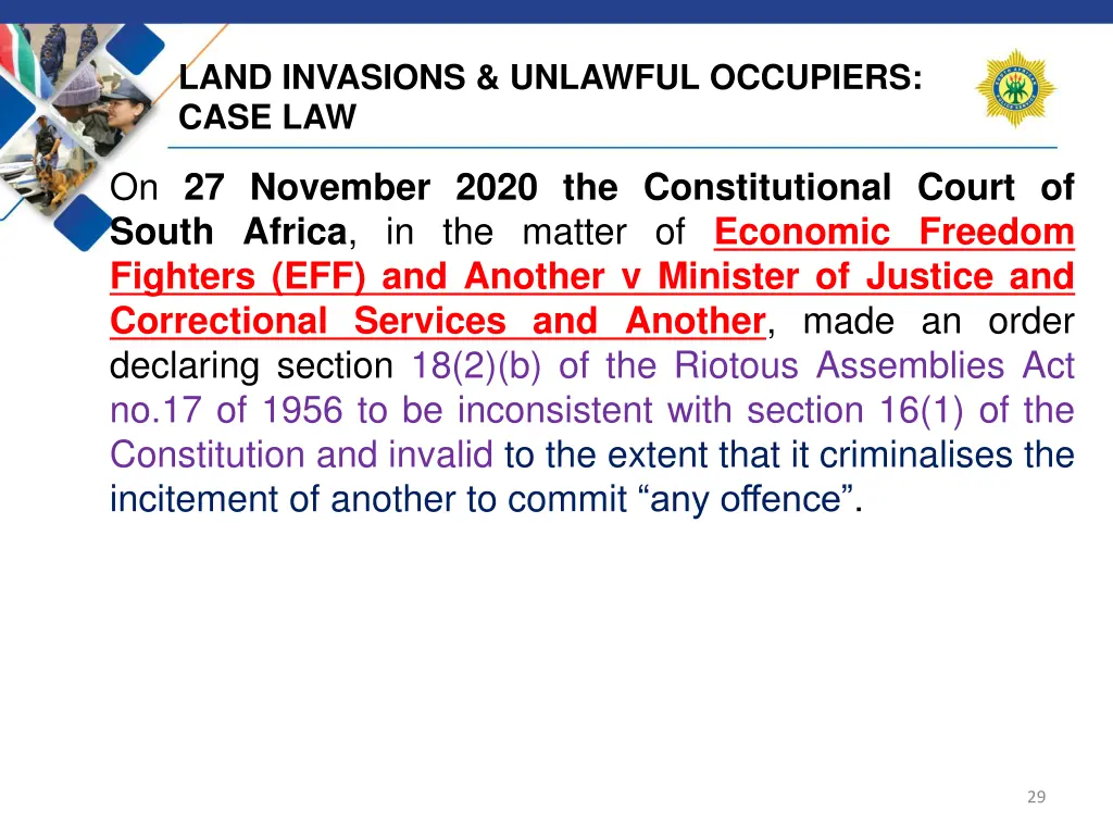 land invasions unlawful occupiers case law 11