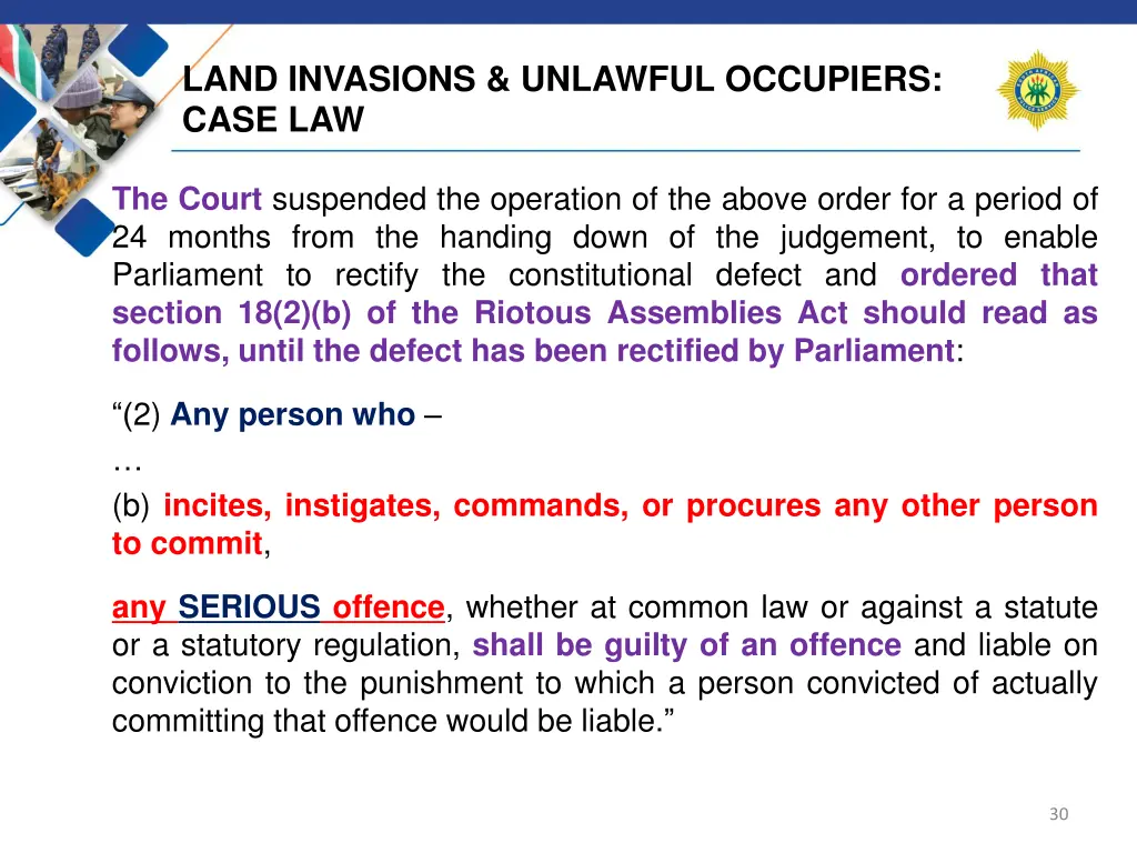 land invasions unlawful occupiers case law 12