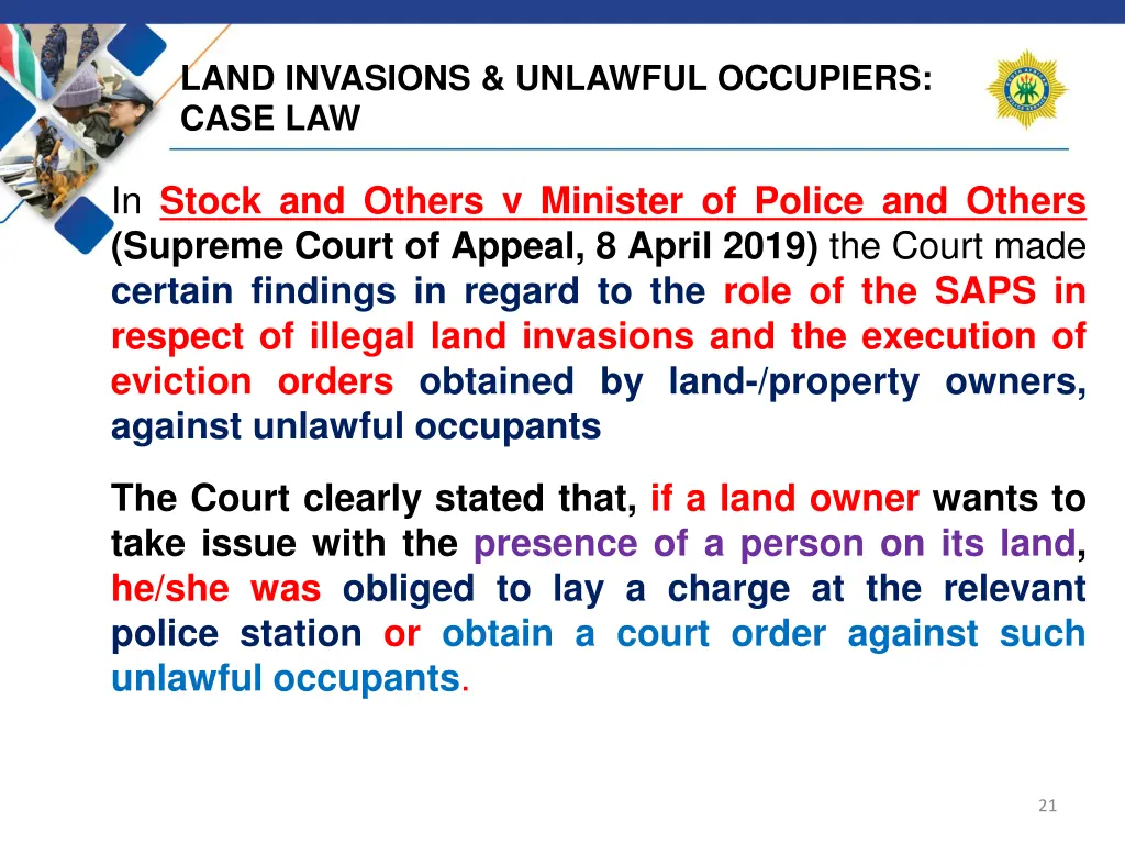 land invasions unlawful occupiers case law 3