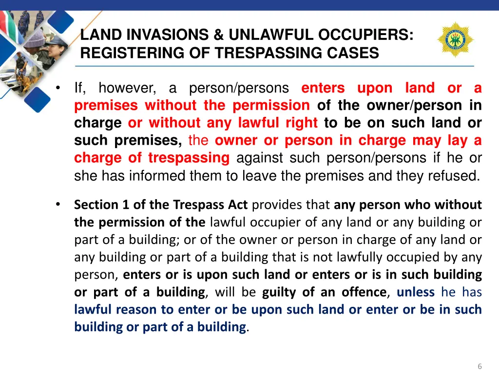 land invasions unlawful occupiers registering 1