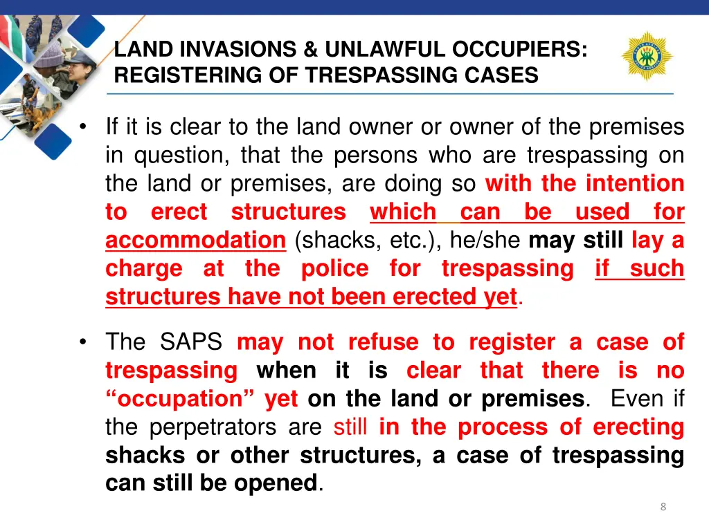 land invasions unlawful occupiers registering 3