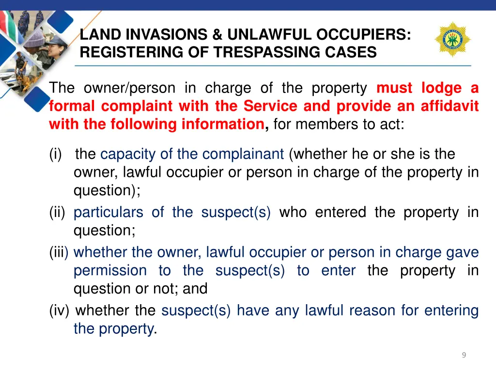 land invasions unlawful occupiers registering 4