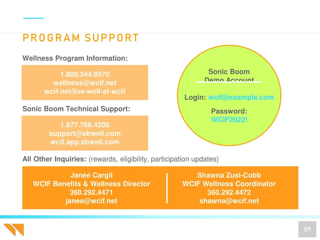 other wellness opportunities program support