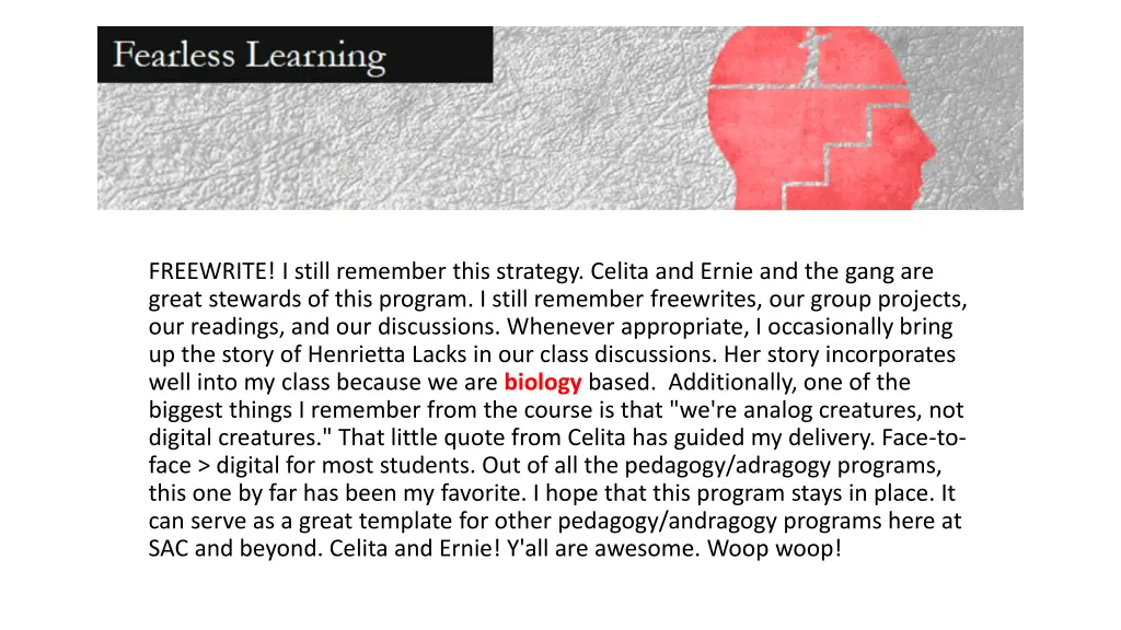 freewrite i still remember this strategy celita