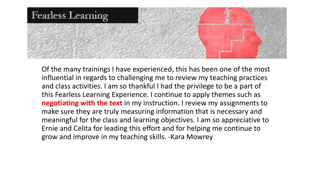 of the many trainings i have experienced this