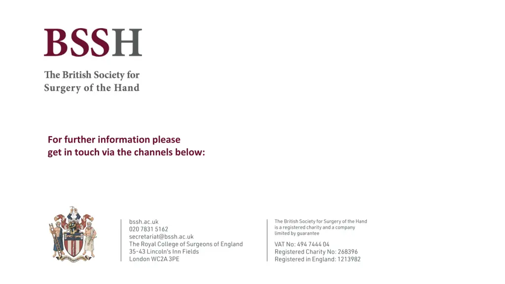 for further information please get in touch