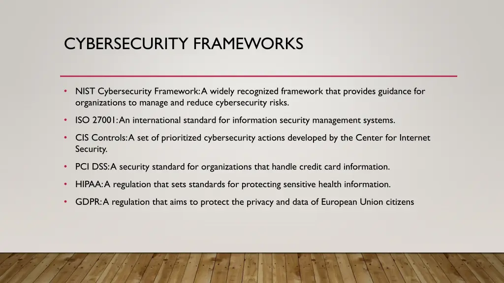 cybersecurity frameworks