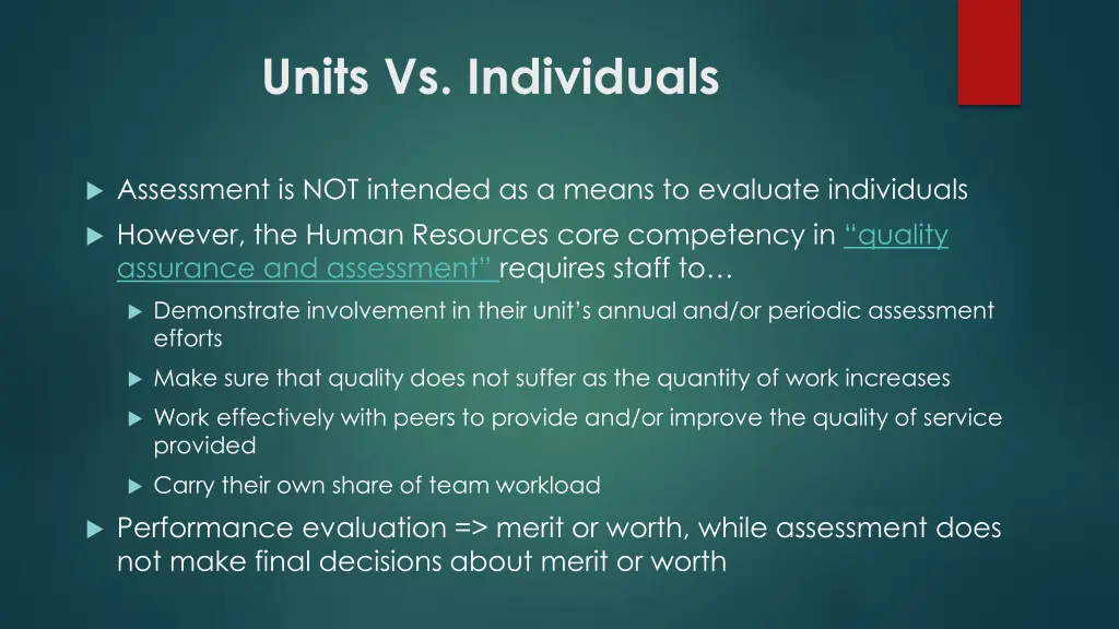 units vs individuals