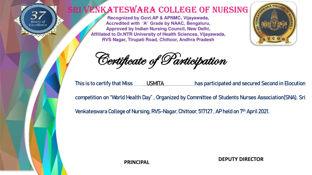 sri venkateswara college of nursing recognized 1