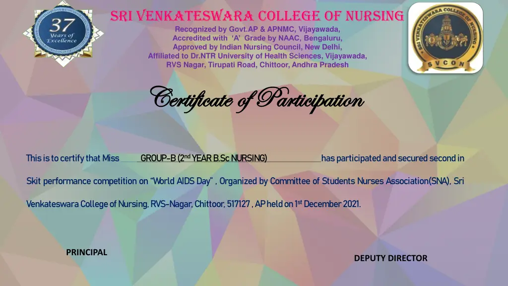 sri venkateswara college of nursing recognized 16