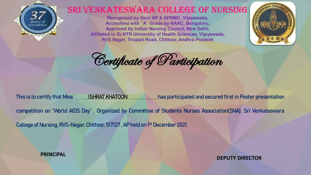 sri venkateswara college of nursing recognized 17
