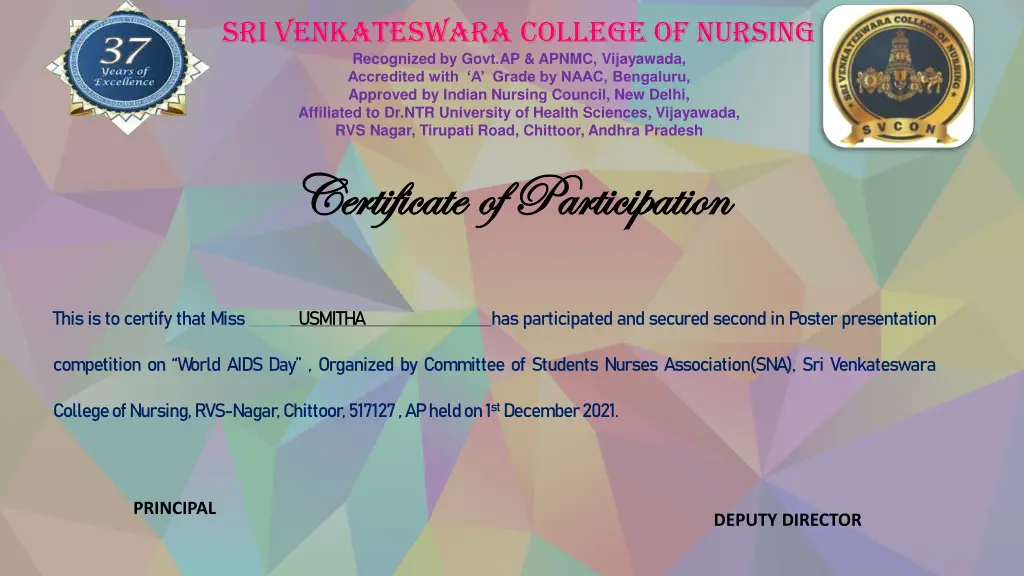 sri venkateswara college of nursing recognized 18