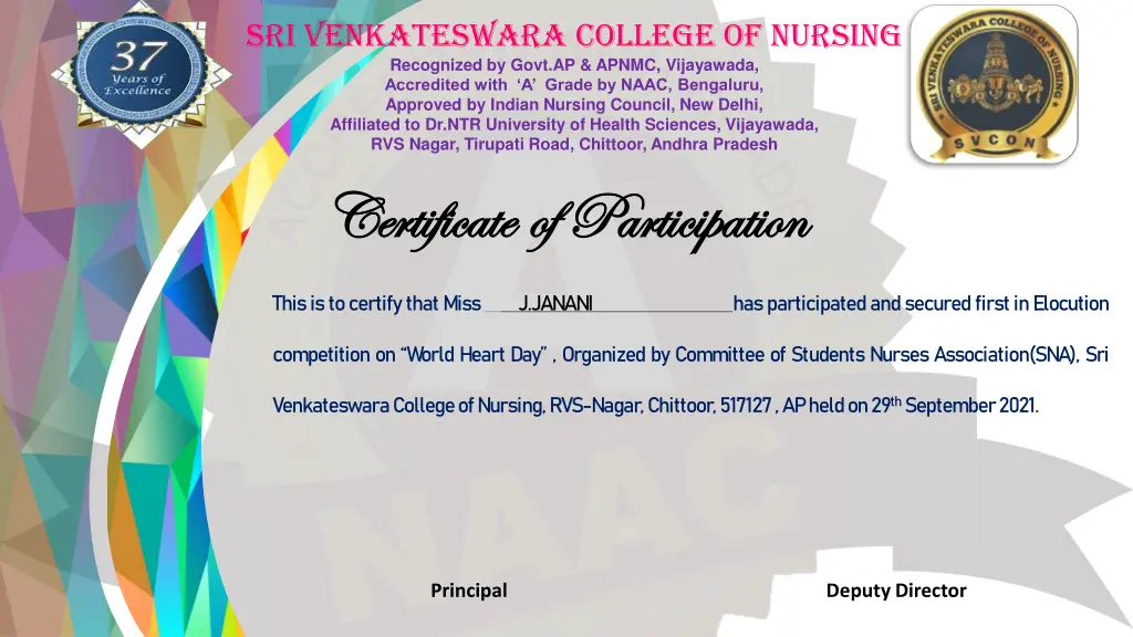 sri venkateswara college of nursing recognized 8