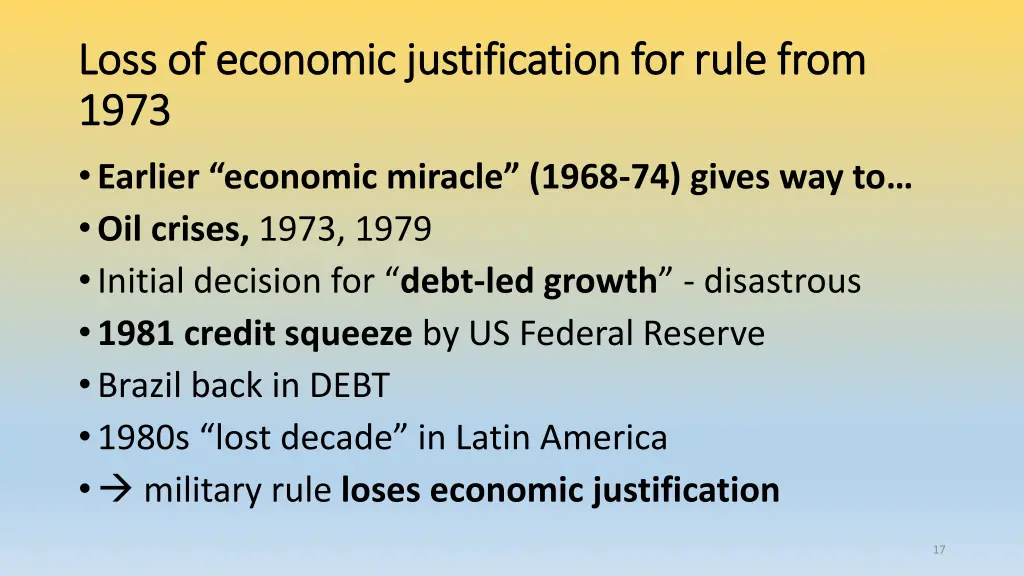 loss of economic justification for rule from loss