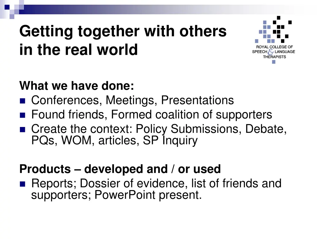 getting together with others in the real world