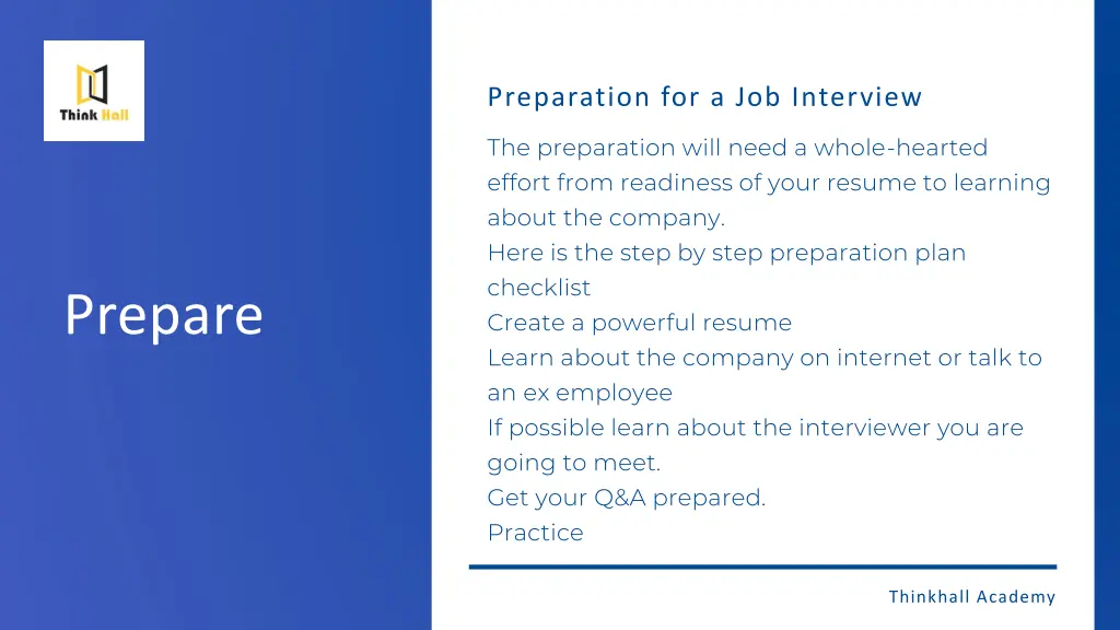 preparation for a job interview